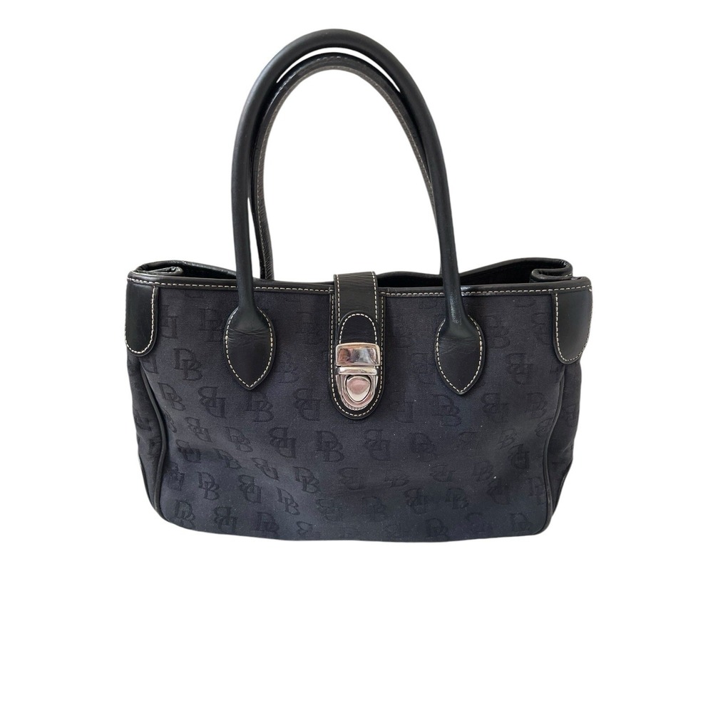 Dooney & Bourke Handbag Signature Leather Canvas Logo Black